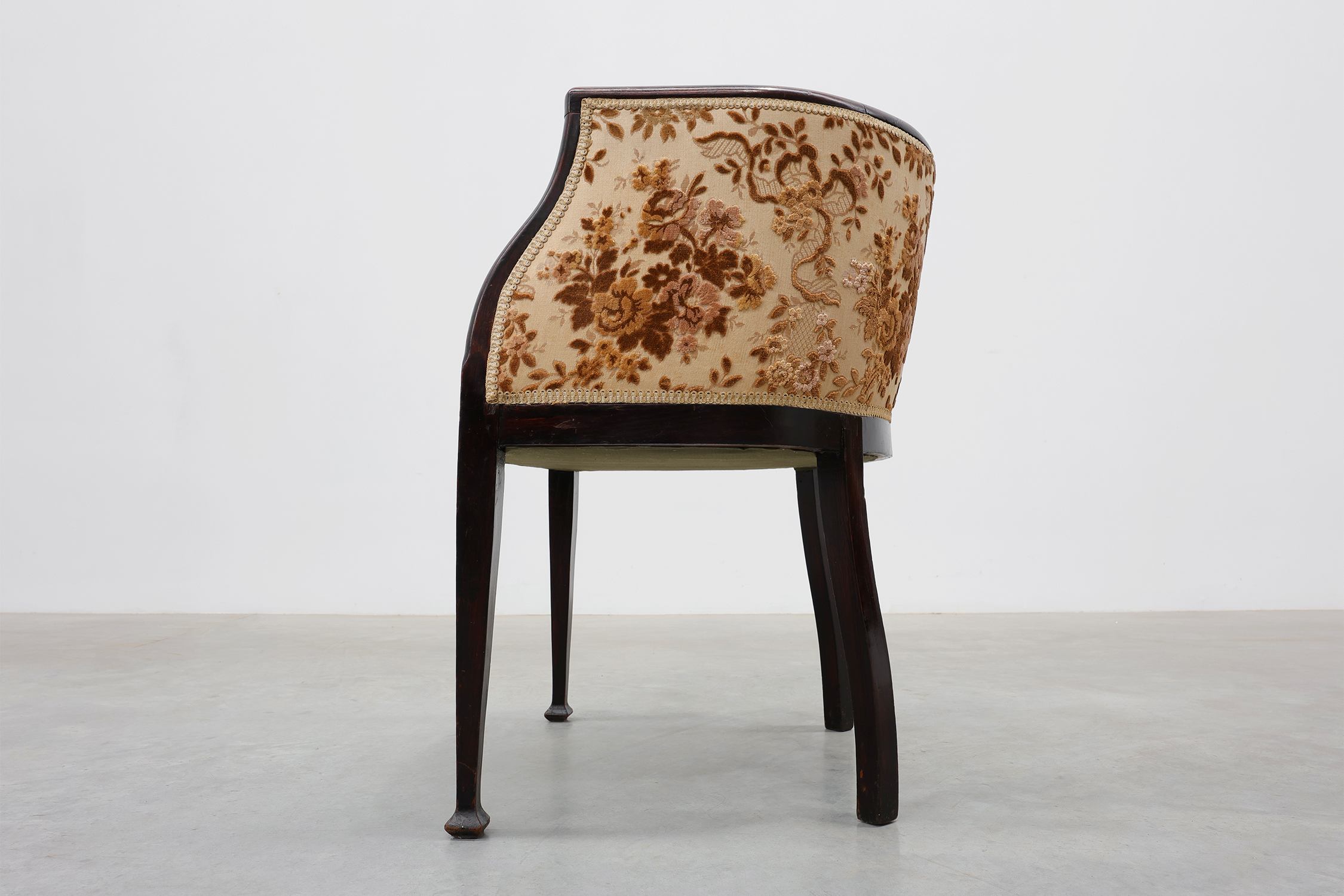 Pair of Ebonised Tub Armchairs with Floral Upholstery, France, Circa 1900thumbnail
